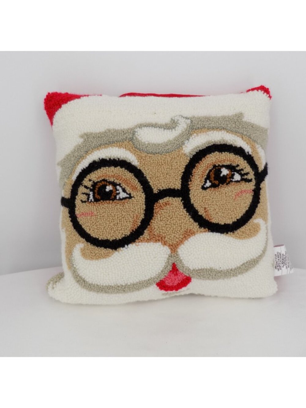 Santa Claus Face Throw Pillow Glasses Red Hat Decorative 16 x 16 Christmas New